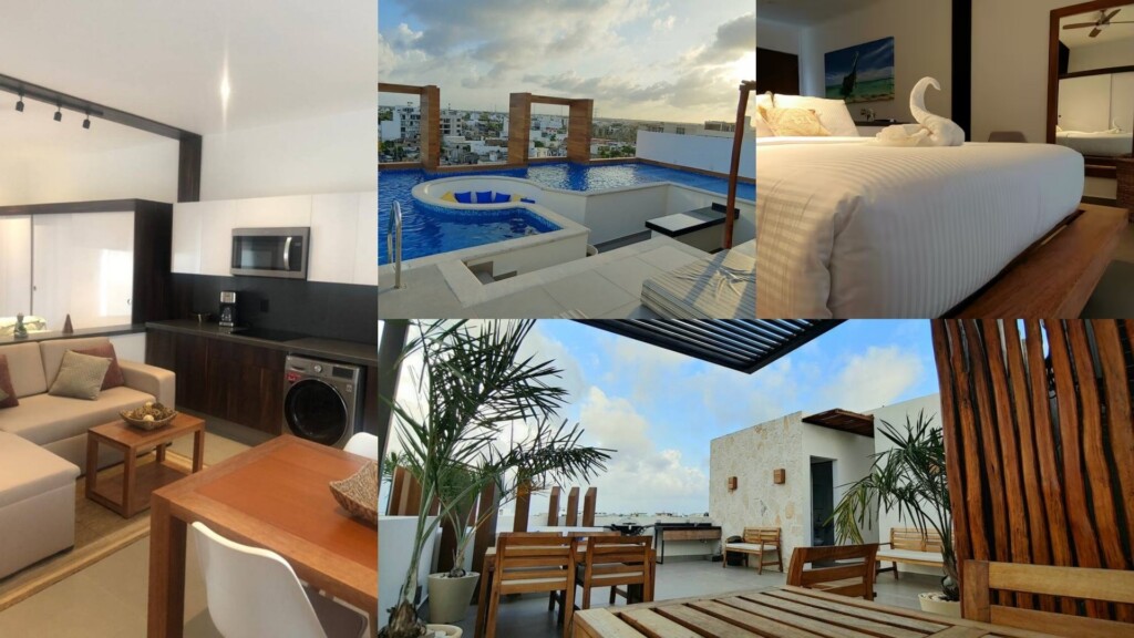 Collage of the Cosmo 42 studio for digital nomads in Playa del Carmen